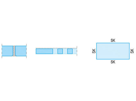 4SK – stačiakampės briaunos keturiose plokštės pusėse 